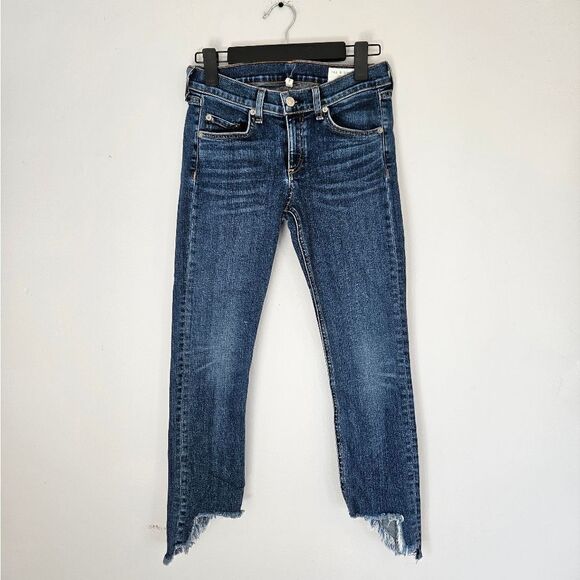 Rag & Bone Cate Mid-Rise Ankle Skinny Fray Step Hem Jeans in Hampton Wash 26 - Picture 4 of 15